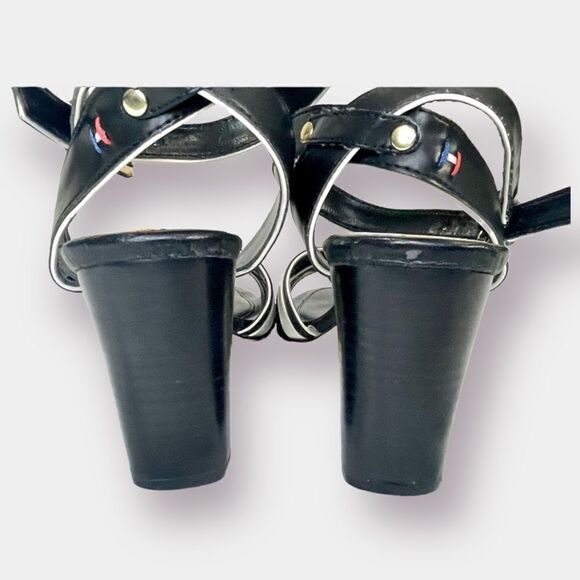 Tommy Hilfiger Block Heel Sandals T-Strap Ankle Straps Size 7.5 - Picture 3 of 12